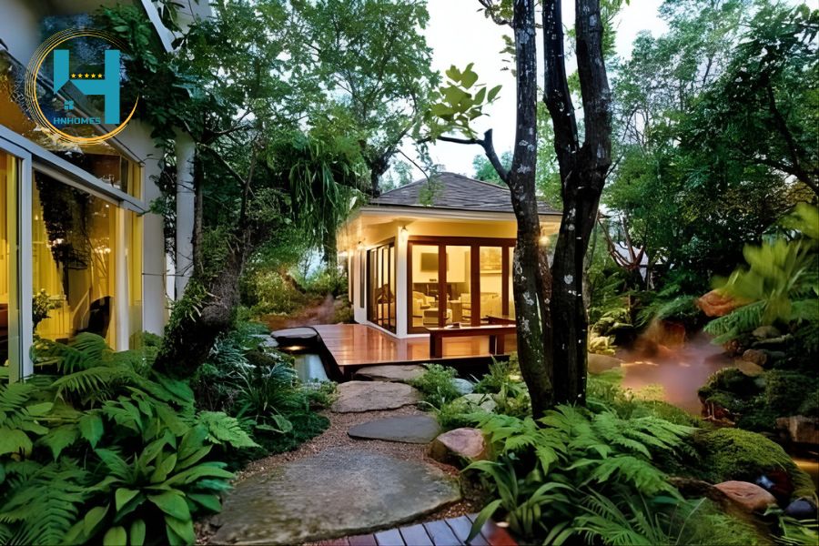 thiết kế sân vườn nhiệt đới