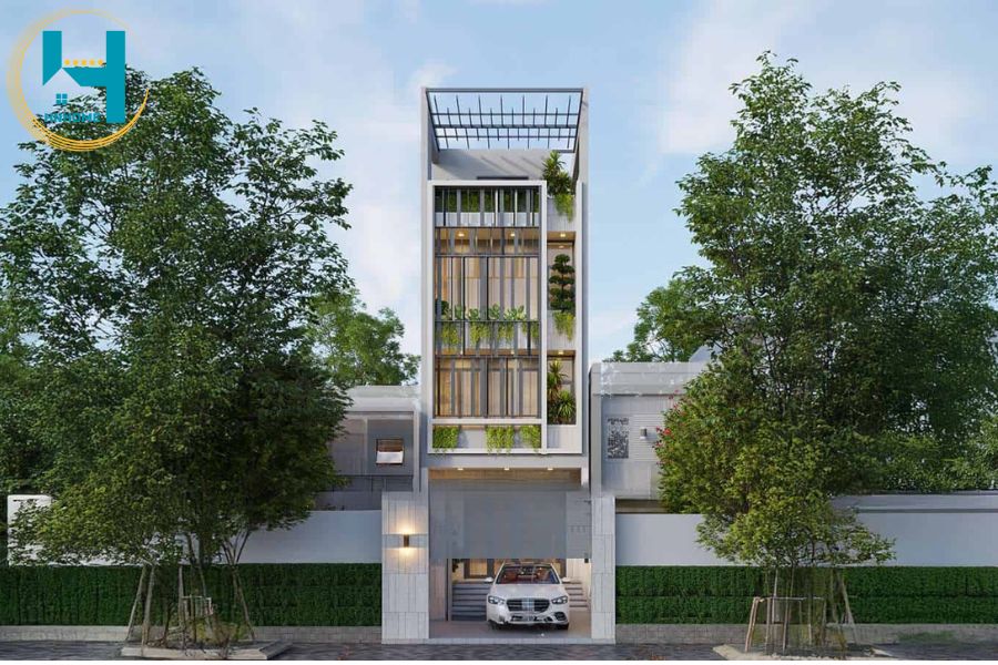 Thiết kế nhà phố hiện đại 4 tầng – chị Hà – TKNP0001