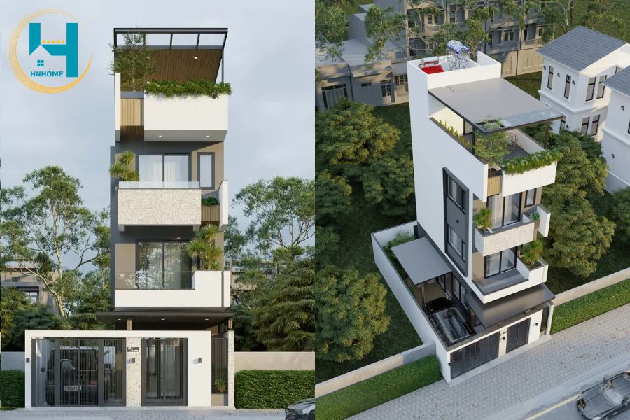 thiết kế nhà phố 3 tầng 1 tum hiện đại